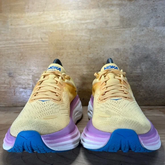 Hoka One One Bondi 8 REFLECTIVE Womens Size 7 Running Shoes Sneakers Orange - Picture 2 of 13